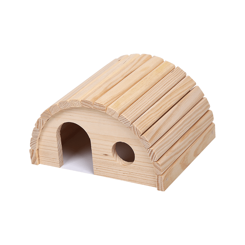 Solid wood rodent house with round roof 