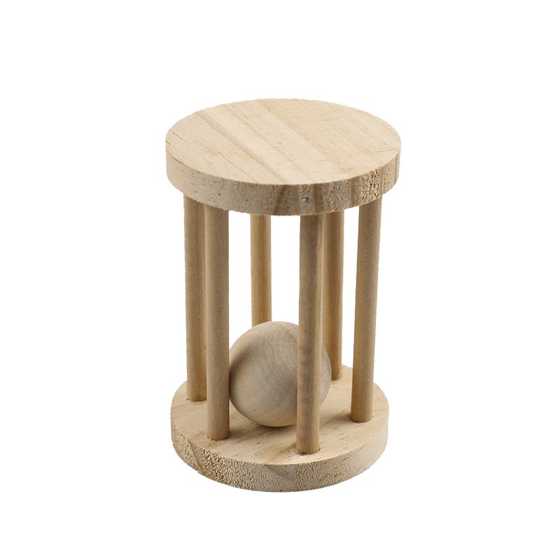 Wooden pet cage toy with ball inside 