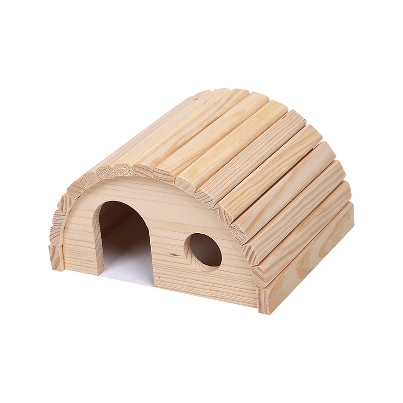 Solid wood rodent house with round roof 