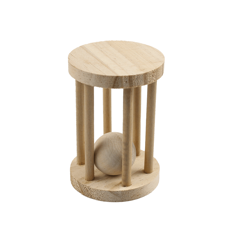 Wooden pet cage toy with ball inside 