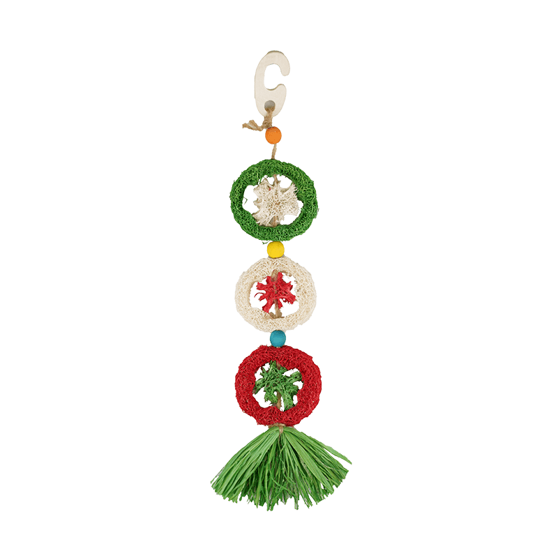 Colorful loofah bird pendant 